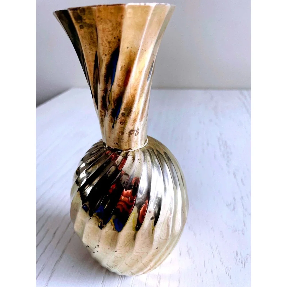 Vintage Swirl Design Brass Vase Made in India‎
